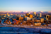 Anchorage the largest city in Alaska on the shores of Cook Inlet overlooking the Alaska and Chugach mountain ranges has a population of 550,000 people