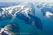 Aerial view of stunning ice fields and Glaciers in the Chugach Mountains, Prince William Sound,  Alaska